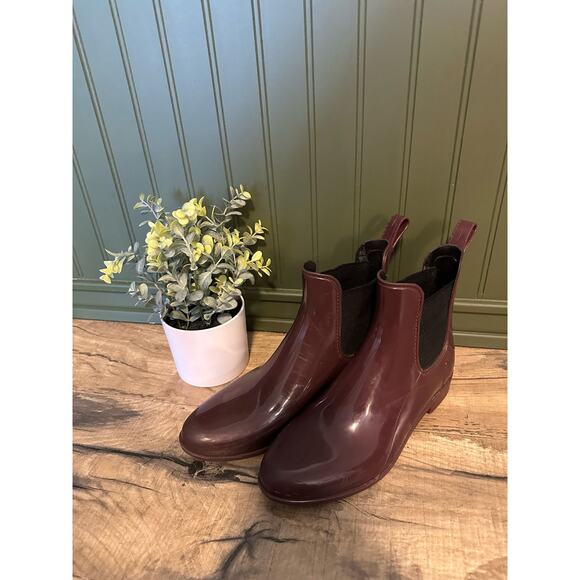 Sam Edelman Women Tinsley Purple Maroon Rubber Ankle Rainboot Booties 9 - Picture 1 of 8